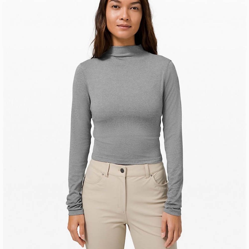 Lululemon All Aligned Mock Neck Long Sleeve Grey 4